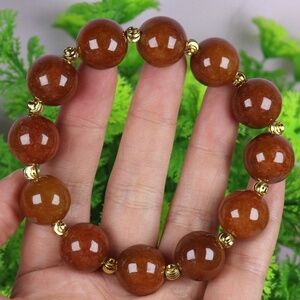 Certified Red 100% Natural A Jade jadeite Φ15mm Bead Bracelet Bangle